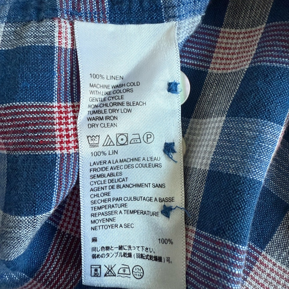 NWOT Tommy Bahama Linen Plaid Button Down Shirt Men’s Large Coastal - Picture 5 of 8